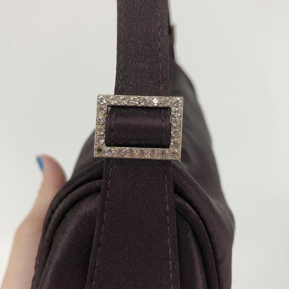 Mini Satin Evening Bags Lot of 2 Black Liz Claiborne Wine Rhinestone Buckles - Picture 13 of 15